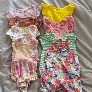 Bundle of girls 0-3 month onesies and rompers